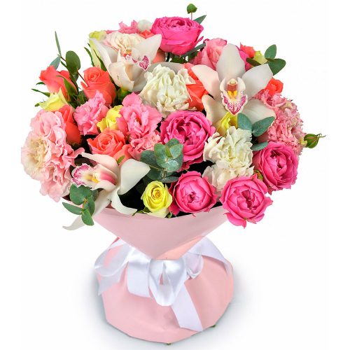 Цветочный букет «Розовый бумбокс»