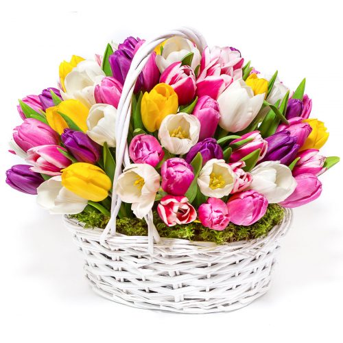 Корзина с цветами «Весенний калейдоскоп»