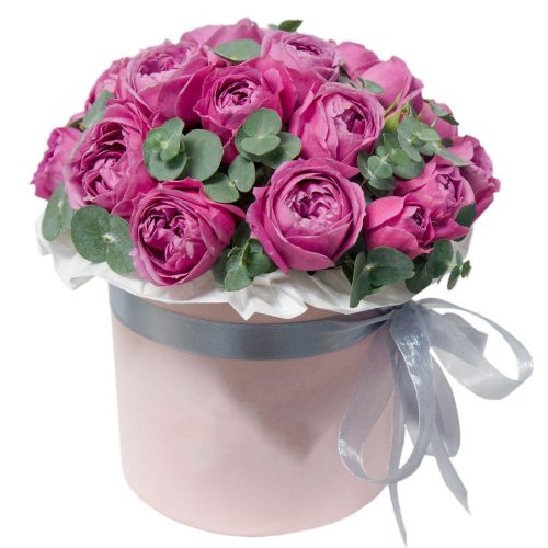 Цветы в шляпной коробке «Магия роз»